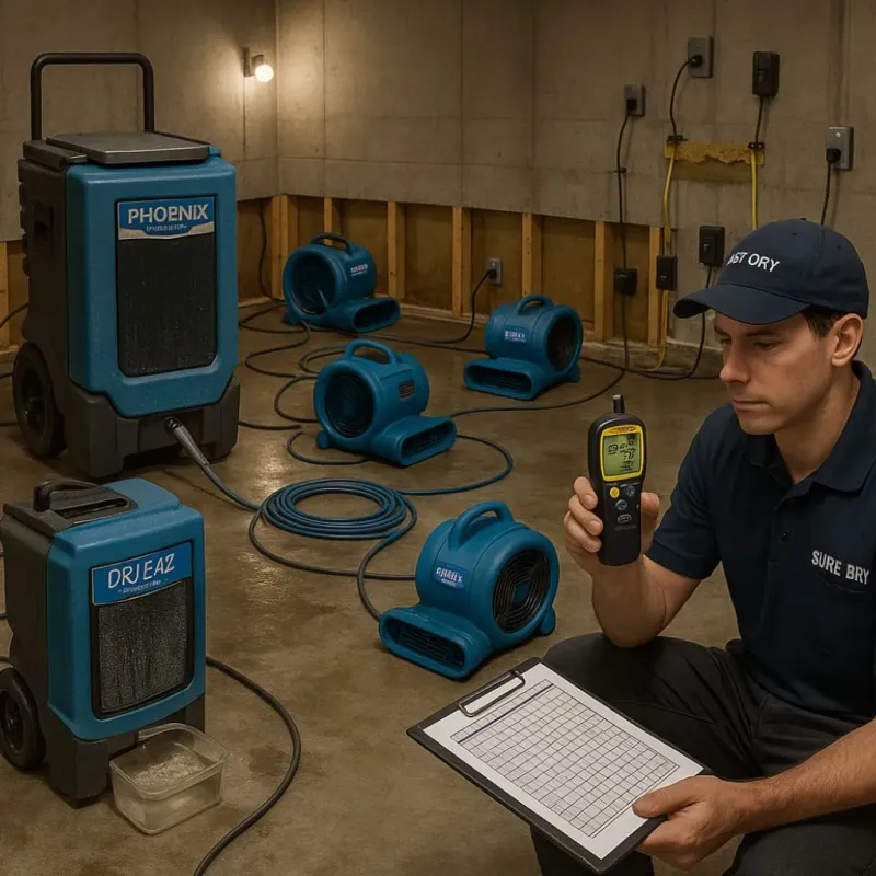 Structural Drying and Dehumidification process in Overbrook, KS